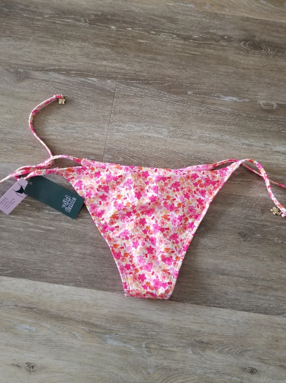 NWT Wild Fable Mini Floral Side Ties Low Rise Extra Cheeky Bikini Size Small